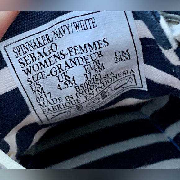 Limited Edition Women’s 7 Sebago x Armor Lux Blue White Striped Dockside Loafers - Picture 10 of 16